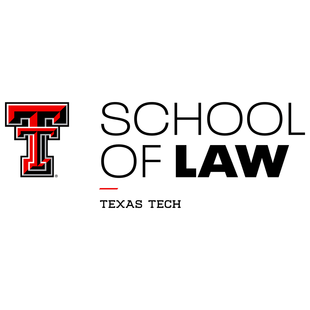 The image shows a Texas Tech University logo. It features a bold black letter "T" with a smaller red "T" overlay, creating a double "T" design. The words "Texas Tech University" appear in black on the right side.