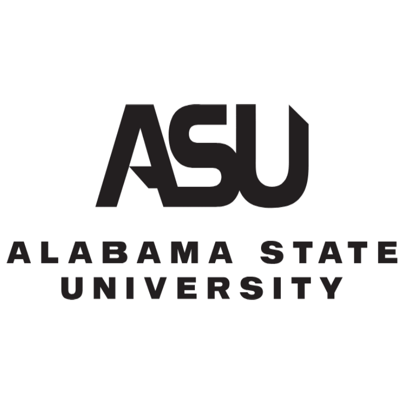 Black text on a white background displaying "ASU" in large letters above "Alabama State University" in smaller letters.